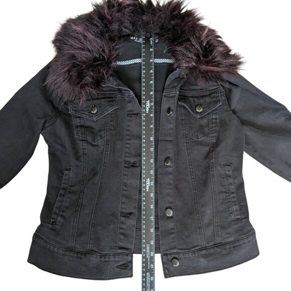 Max Jeans Black Denim Jacket with Removable Fur Collar - Picture 12 of 12